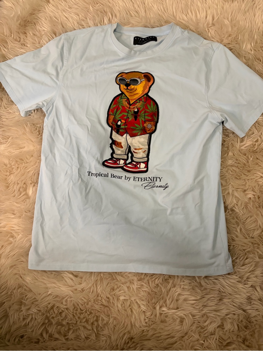 Men’s Tropical Bear Graphic Tee - Light Blue
